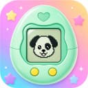 PetTalk app icon: a mint green virtual pet toy with a pixel-art dog face on its screen.